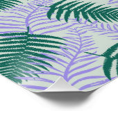 Poster Feuilles verts pourpre  rétro les années 70 Fleur  (Coin)