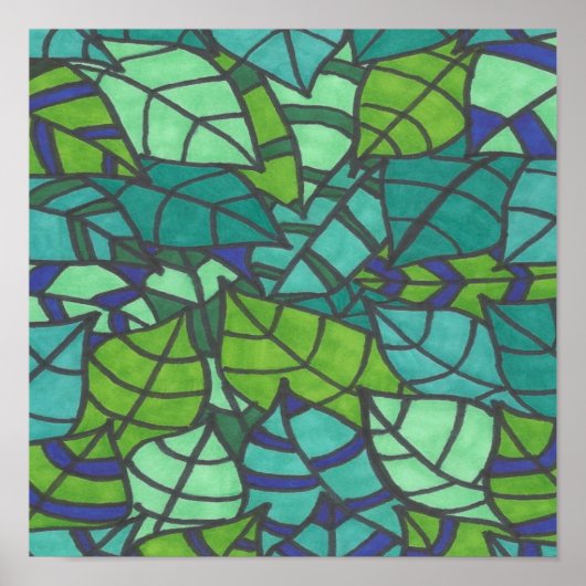 Poster Feuilles verts tropicaux (Devant)
