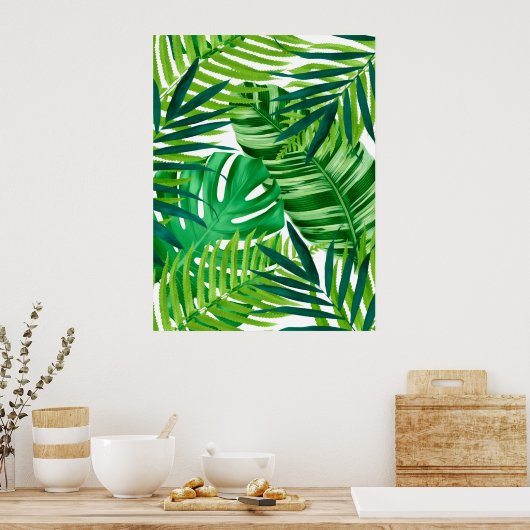 Poster Feuilles verts tropicaux (Cuisine)