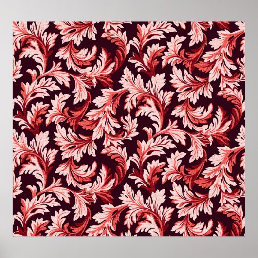 Poster Feuilles vintages Spiral Baroque, Texturé. (Devant)