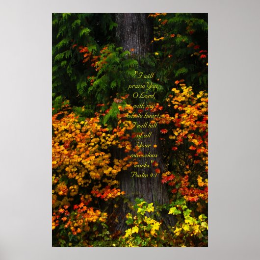 Poster Feuillet d'automne 2 Imprimer avec versets d'écrit (Devant)