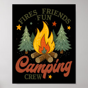 Poster Feux Amis Camping Amusant Équipe Feu de camp Extér