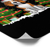 Poster Feux d'arbre de Noël Beagle Chien Santa Hat Noël S (Coin)
