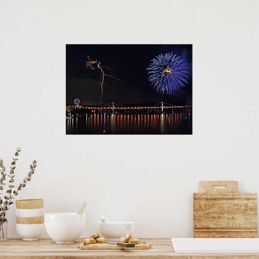 Poster Feux d'artifice avec éclair (Cuisine)