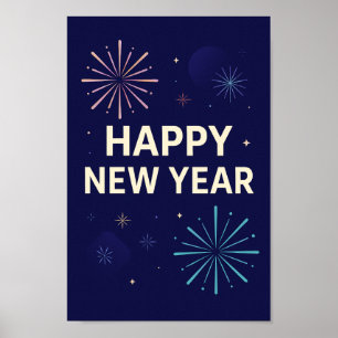 Poster Feux d'artifice de célébration Bold Navy Gold 2026