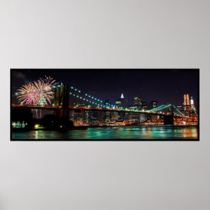 Poster Feux d'artifice de pont de Brooklyn