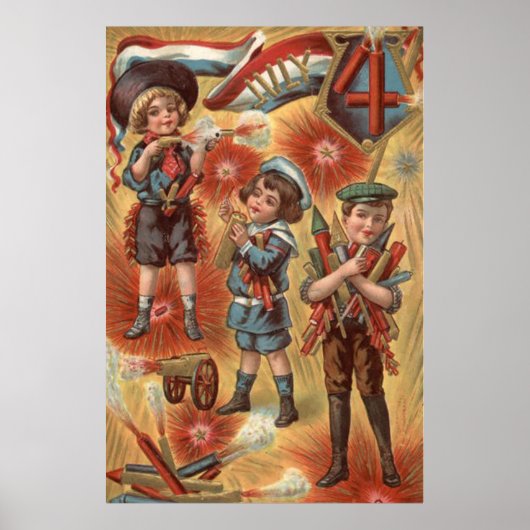 Poster Feux d'artifice Explosion de pétards pour enfants (Devant)