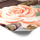 Poster Feux de bois, Bleu & Peach Floral Sièges (Coin)