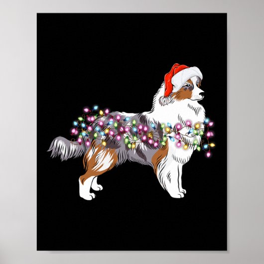 Poster Feux de Noël Berger Australien Chien mignonne (Devant)