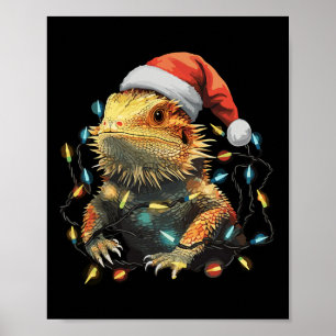 Poster Feux de Noël du Dragon à oreilles mignonnes Santa