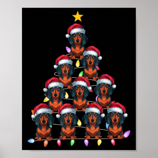 Poster Feux de Noël Hommes Femmes Père Noël Dachshund Do (Devant)