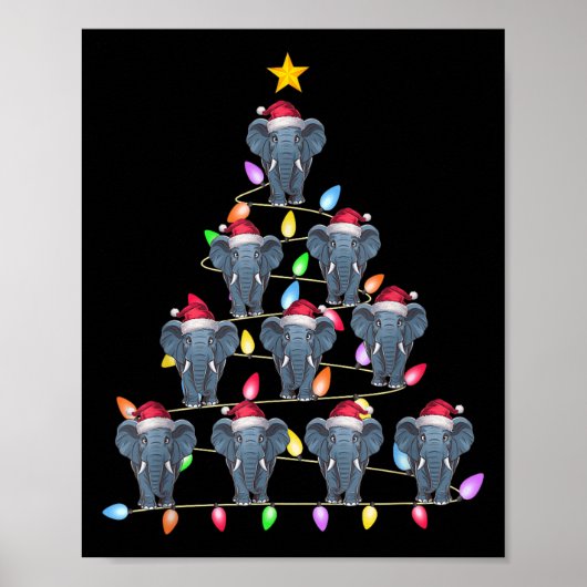 Poster Feux de Noël Hommes Femmes Père Noël Elephant Xma (Devant)