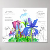 Poster Février Anniversaire Iris Mois de naissance Violet (Devant)