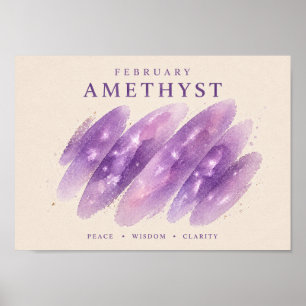 Poster Février Pierre de Naissance Améthyste Art A4