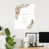 Poster Fiançailles Gold Boho Couple Wedding shower Bienve (Bureau à domicile)