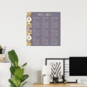 Poster Fiançailles mariage à crème d'ivoire pourpre (Bureau à domicile)