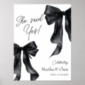 Poster Fiançailles Moderne Elle A Dit Oui Coquette Black  (Devant)