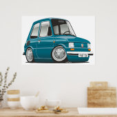 Poster Fiat 126 caricature turquoise (Cuisine)
