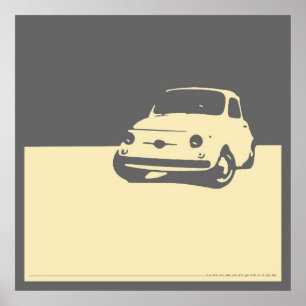 Poster Fiat 500, 1959 - crème sur le gris