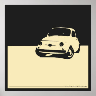 Poster Fiat 500, 1959 - crème sur le noir de charbon de