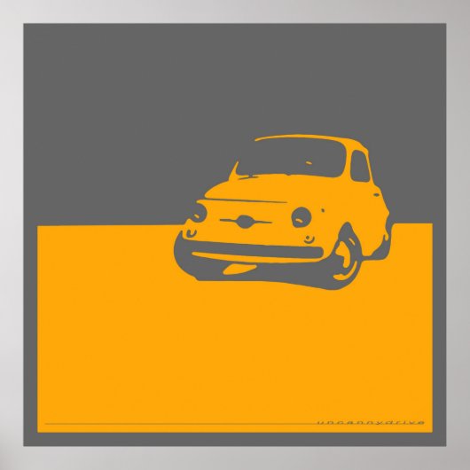 Poster Fiat 500, 1959 - Jaune sur gris (Devant)