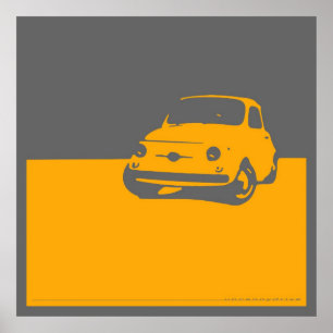 Poster Fiat 500, 1959 - jaunissez sur le gris