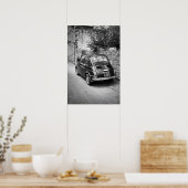 Poster FIAT 500 voiture en noir et blanc (Cuisine)