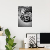 Poster FIAT 500 voiture en noir et blanc (Bureau à domicile)
