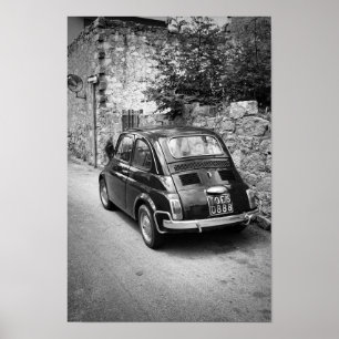 Poster FIAT 500 voiture en noir et blanc
