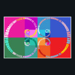 Poster Fibonacci Day, Pop Art, Typographie<br><div class="desc">Rapport d'or,  spirale de Fibonacci. Typographie,  style pop art. Fêtez la fête de Fibonacci le 23 novembre ! 1, 1, 2, 3.</div>