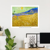 Poster Fibres de blé avec faucheuse à Sunrise Van Gogh (Bureau à domicile)