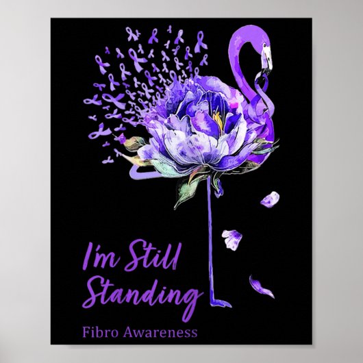 Poster Fibro Fibromyalgie De Ruban Violet Flamant rose Nn (Devant)