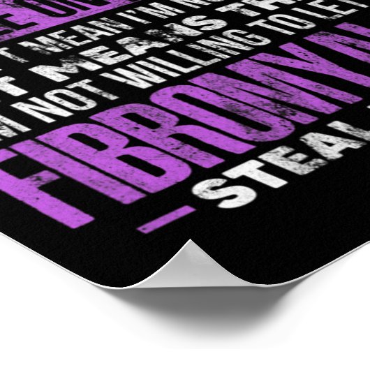Poster Fibromyalgie Fibro Warrior Purple Ribbon Papillon (Coin)