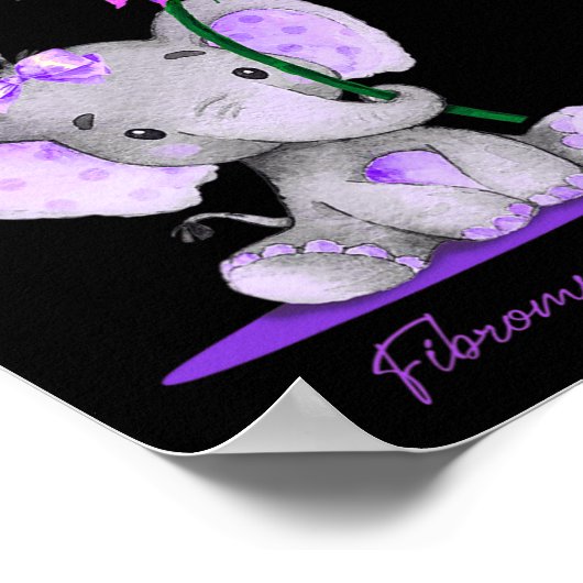 Poster FIBROMYALGIE SENSIBILISATION À L'Elephant Cute Sun (Coin)