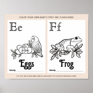 Poster Fiche d'activité de coloration Baby shower ABC