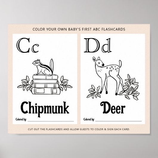 Poster Fiche d'activité de coloration Baby shower ABC (Devant)