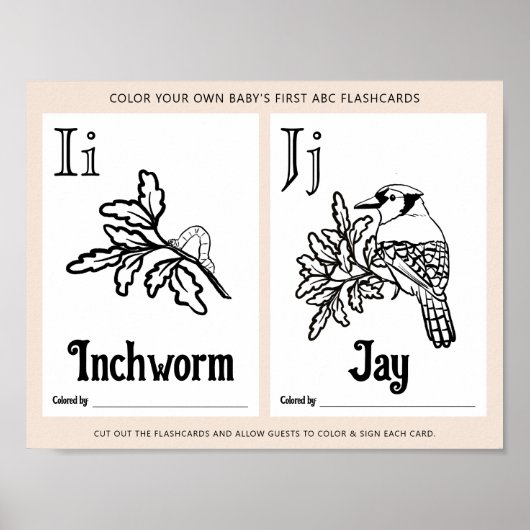 Poster Fiche d'activité de coloration Baby shower ABC (Devant)