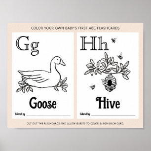 Poster Fiche d'activité de coloration Baby shower ABC