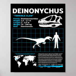 Poster Fiche d'information sur Deinonychus Fossile de Crâ