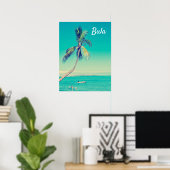 Poster Fidji tropical bula palmiers retro voyage imprimer (Bureau à domicile)