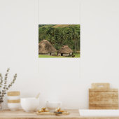 Poster Fidji, Viti Levu, Navala, maisons traditionnelles  (Cuisine)