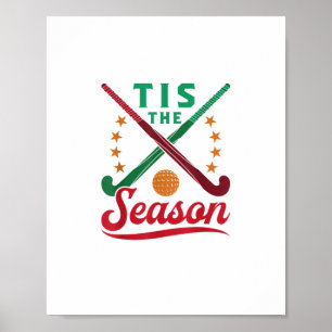 Poster Field Hockey Noël C'est La Saison Des Fêtes Joueur