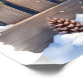 Poster Field Spaniel Snowy Fence Santa Hat Christmas Art (Coin)