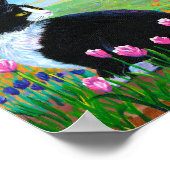 Poster Fields of Tulips Tuxedo Black Cat Art (Coin)