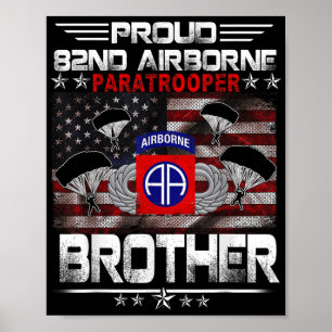 Poster Fier 82e Parachutiste aéroporté Drapeau américain 