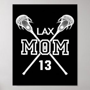 Poster Fier Amour Lacrosse Maman #13 Lax Joueur Numéro 13