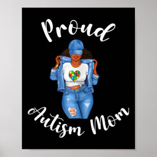 Poster Fier Autisme Maman Africaine Américaine Noire Mama