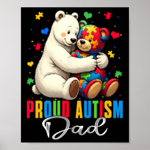 Poster Fier Autisme Papa Ours Sensibilisation sur l'autis