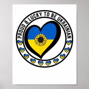 Poster Fier d'être ukrainien et chanceux J'aime l'Ukraine