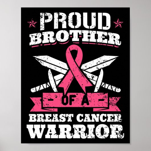 Poster Fier Frère Du Cancer Du Sein Guerrier Pink (Devant)